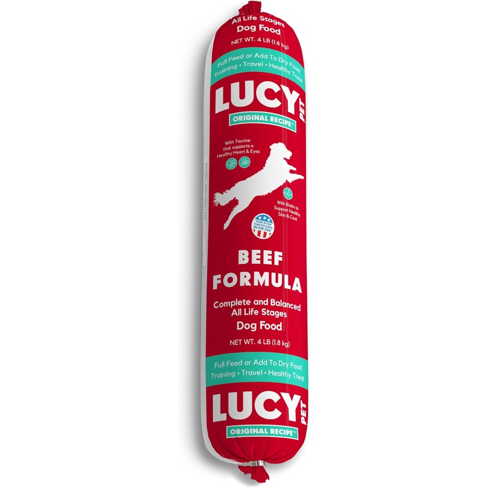 Lucy Pet Products Beef Formula Dog Food Roll For All Life Stages 4 Pound, 100600047