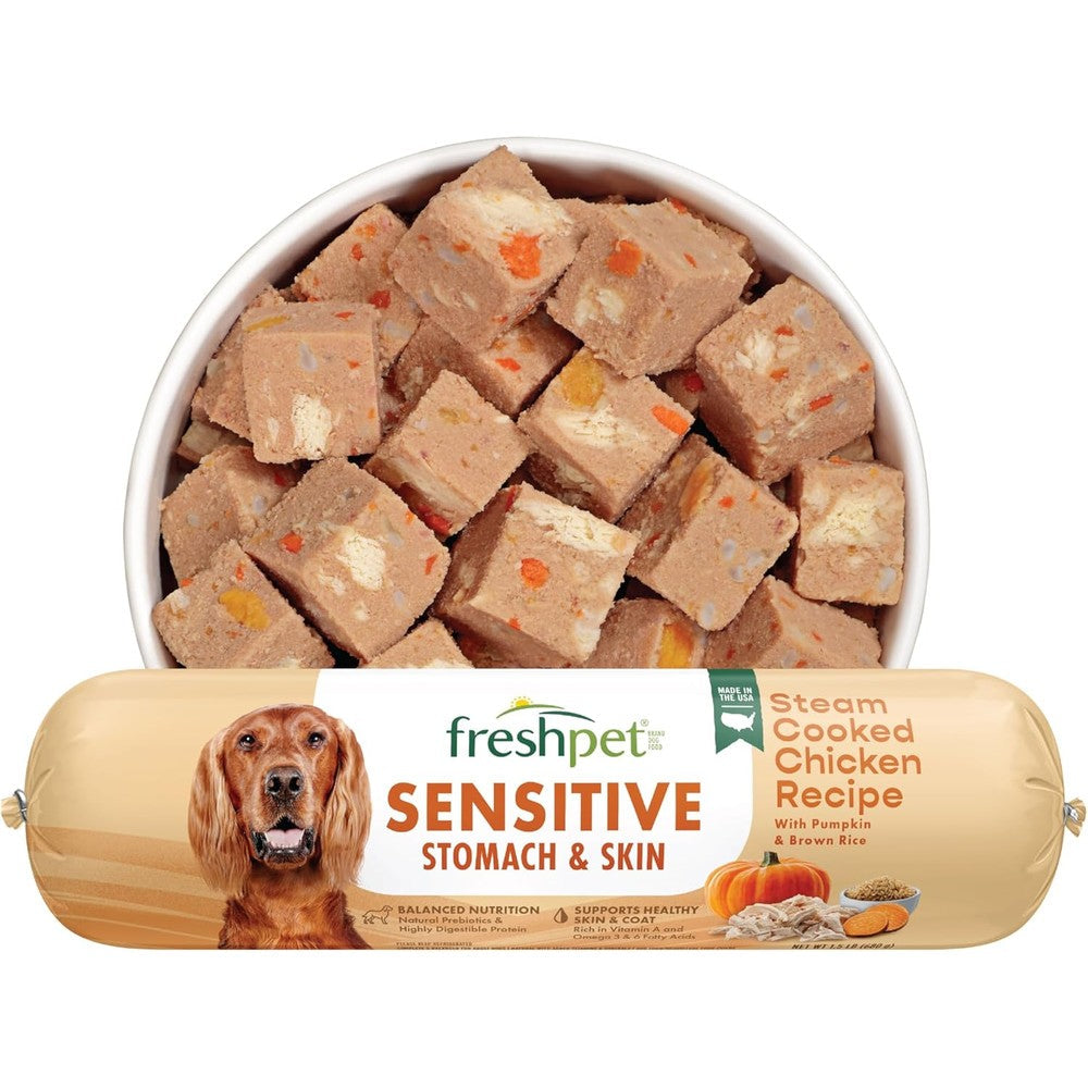 Freshpet Select Sensitive Stomach And Skin Chicken Recipe With Pumpkin And Brown Rice Fresh Dog Food Slice And Serve Roll 1.5 Pound