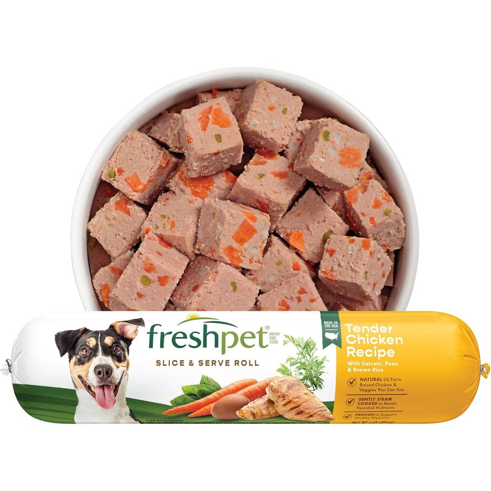 Freshpet Select Slice And Serve Roll Tender Chicken Recipe With Vegetables For Dogs 16 Ounce