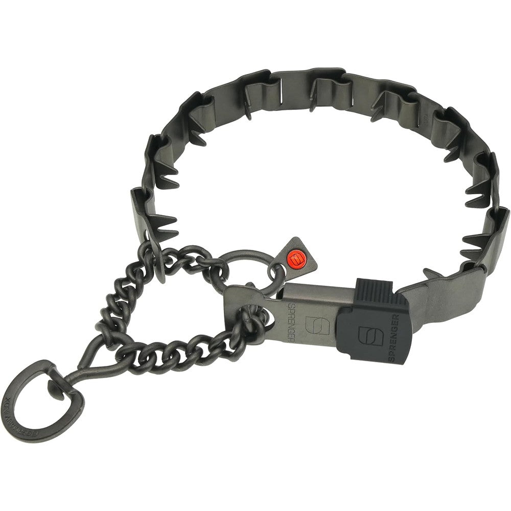 Herm Sprenger NeckTech Sport Dog Training Prong Collar With ClicLock Buckle Black Stainless Steel Nineteen Inches Fits Neck Up To Sixteen Inches