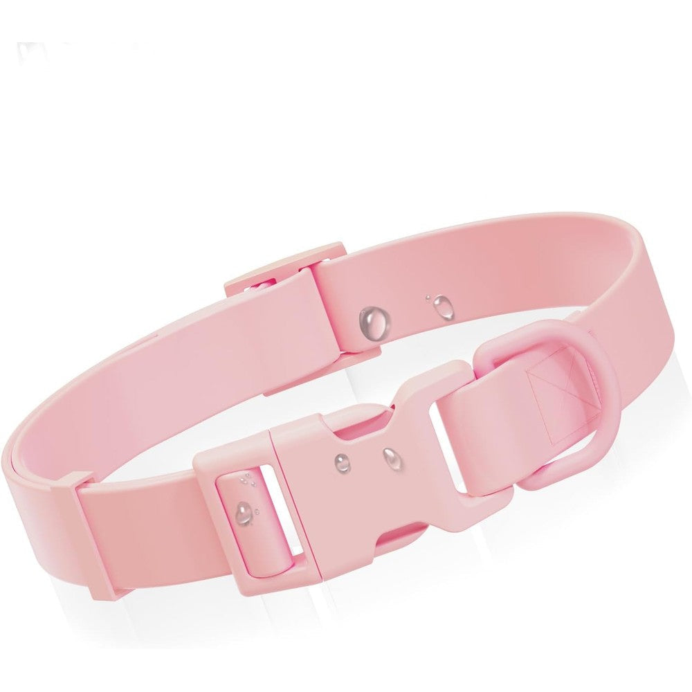 Aniyar Waterproof Dog Collar Rubber Odor Resistant Adjustable Pet Collar With Quick Release Buckle Pink Medium