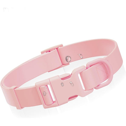 Aniyar Waterproof Dog Collar Rubber Odor Resistant Adjustable Pet Collar With Quick Release Buckle Pink Medium