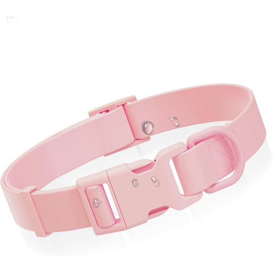 Aniyar Waterproof Dog Collar Rubber Odor Resistant Adjustable Pet Collar With Quick Release Buckle Pink Medium