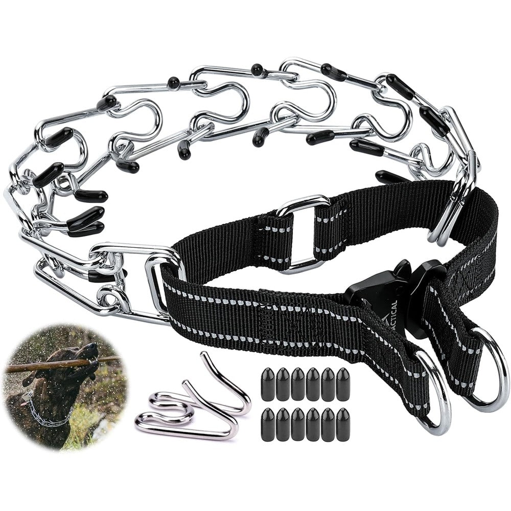 DEYACE Dog Martingale Prong Training Collar With Quick Release Buckle Adjustable Stainless Steel Link Choke Collar For Large Breeds Black Extra Large
