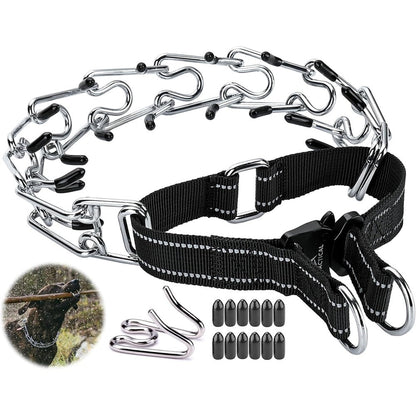 DEYACE Dog Martingale Prong Training Collar With Quick Release Buckle Adjustable Stainless Steel Link Choke Collar For Large Breeds Black Extra Large