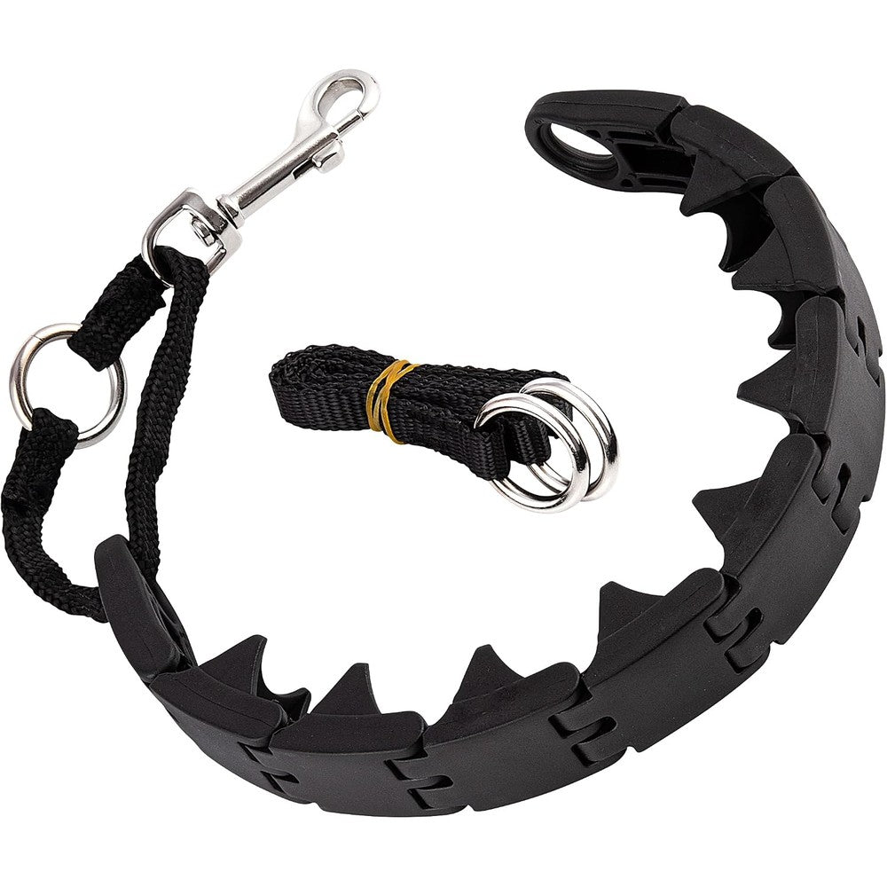 RamPro Dog Training Large Pinch Collar Triple Crown Gentle Effective Control Anti Barking Behavioral Collar With Adjustable Links Black Large Size