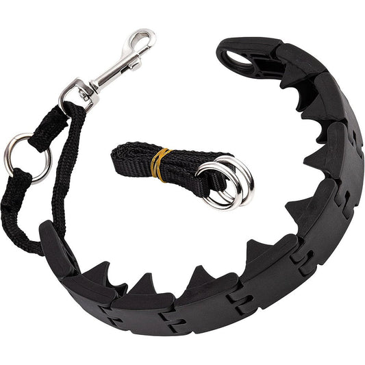 RamPro Dog Training Large Pinch Collar Triple Crown Gentle Effective Control Anti Barking Behavioral Collar With Adjustable Links Black Large Size