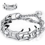 Mozeto Adjustable Quick Release Stainless Steel Dog Training Prong Collar With Metal Buckle And Rubber Tips For Small Medium Large Dogs