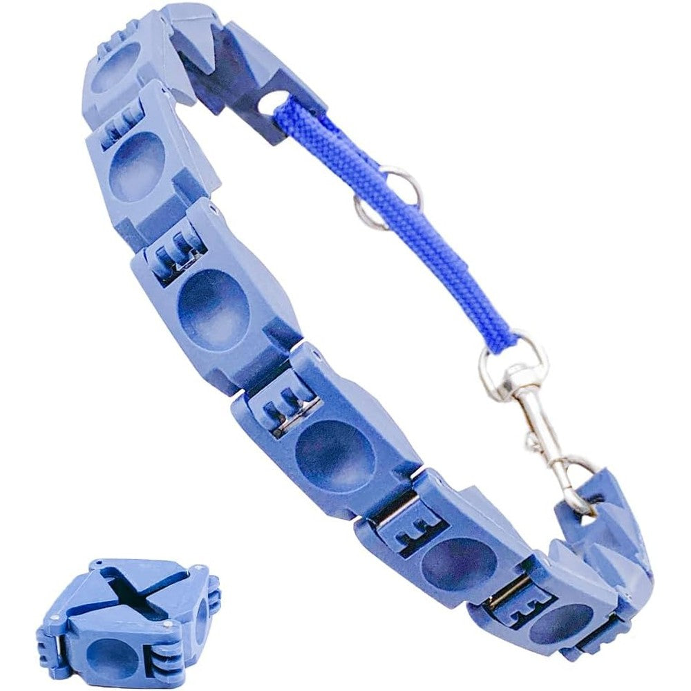1TO3GO Upgrade Adjustable Dog Training Collar With Four Extra Links For Medium Large And Extra Large Dogs Seamless Ring Blue Collar