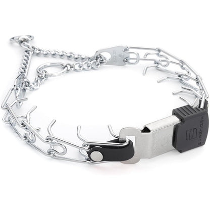 Herm Sprenger Chrome Plated Steel No Pull Dog Training Prong Collar With Quick Release ClicLock Buckle And Biothane Insert Black 16 Inches By 2.25 ...