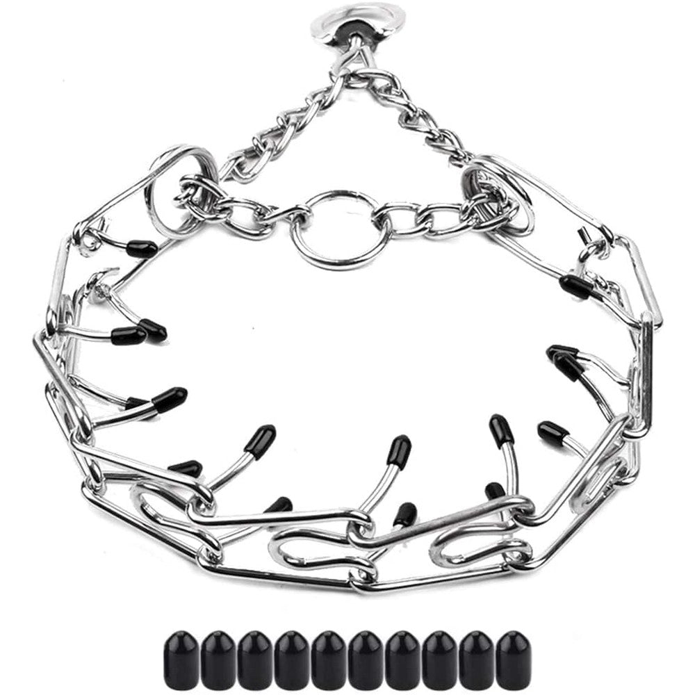 CBBPET Dog Prong Collar Adjustable Stainless Steel Pinch Training Collar With Quick Release Buckle Silver Large 3.5 Millimeter Neck 18 To 20 Inches