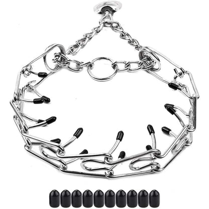 CBBPET Dog Prong Collar Adjustable Stainless Steel Pinch Training Collar With Quick Release Buckle Silver Large 3.5 Millimeter Neck 18 To 20 Inches