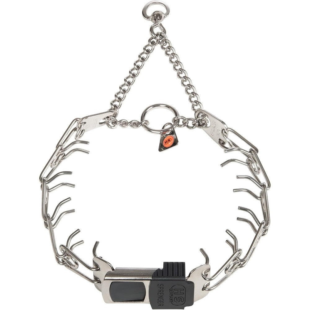 Herm Sprenger Stainless Steel Prong Dog Training Collar With Quick Release ClicLock Buckle And Swivel Ring For Small To Medium Dogs 2.25mm Links