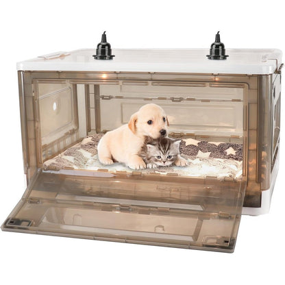 HKDQ Puppy Incubator With Heating For Newborn Puppies And Kittens Pet Brooder Nursery With Bed Mat 85 Liters
