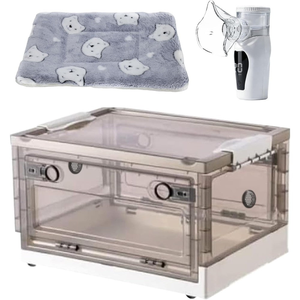 REDDOUDOU Pet Oxygen Chamber and Incubator Box with Padded Cotton and Nebulizer Accessories for Newborn Puppies Kittens and Sick Dogs 55 Liters