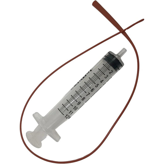 LBH Market Professional Puppy And Kitten Tube Feeding Kit Includes Five French Eighteen Inch Red Rubber Feeding Tube And Twelve Millilitre Syringe