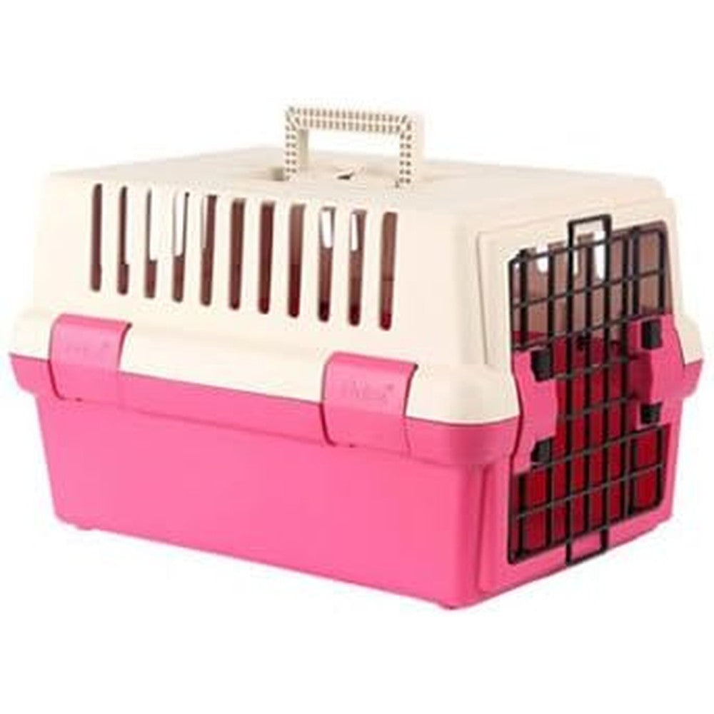 Alpha Dog Series Hard Pet Carrier Airline Approved Heavy Duty Plastic Travel Kennel For Small Dogs And Cats Pink