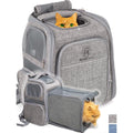 BriskTails Expandable Cat Backpack Carrier Breathable Mesh Travel Hiking Pet Bag For Large Cats And Small Dogs Grey