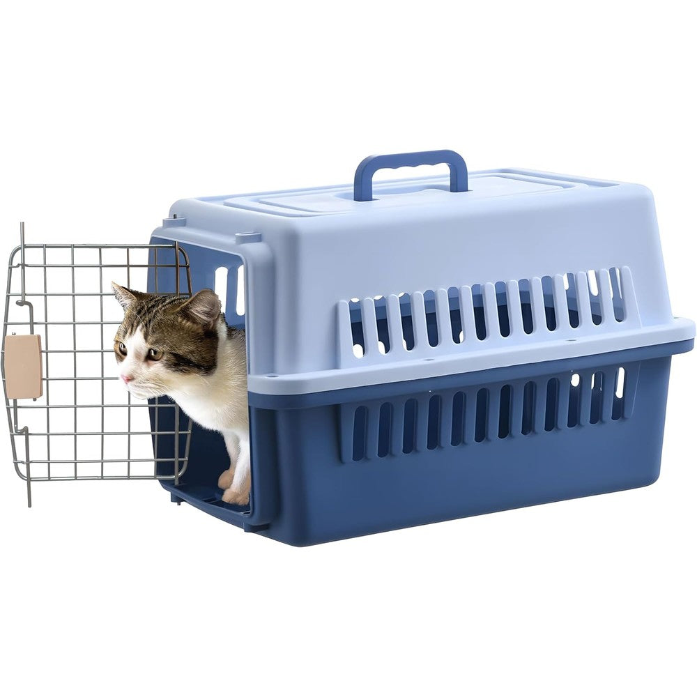 AGANS LLGJ Pets Spree Hard Sided Portable Pet Travel Carrier Kennel 23 Inches Long For Small Dogs And Cats Up To 23 Pounds Blue