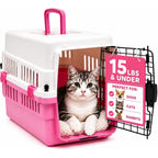 Freepet Hard Sided Pet Carrier For Cats And Small Dogs Twenty Inch Sturdy Travel Kennel With Secure Wire Door And Ventilation White Pink