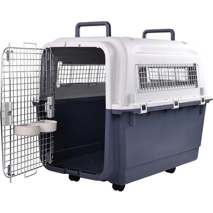OLIXIS Extra Large Airline Approved Dog Crate Heavy Duty Plastic Pet Carrier With Wire Door Four Side Ventilation And Fold Down Handles