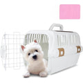 Triplehare Hard Sided Plastic Dog And Cat Kennel Two Door Pet Carrier Top And Front Loading For Pets Up To Twenty Two Pounds White