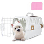 Triplehare Hard Sided Plastic Dog And Cat Kennel Two Door Pet Carrier Top And Front Loading For Pets Up To Twenty Two Pounds White