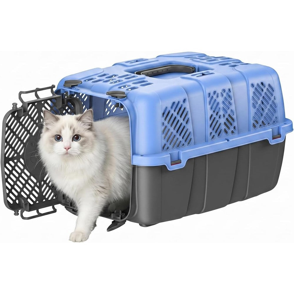 URey Hard Sided Pet Travel Carrier Detachable Cat Dog Airline Crate With Ventilation And Eight Bowls Blue Small