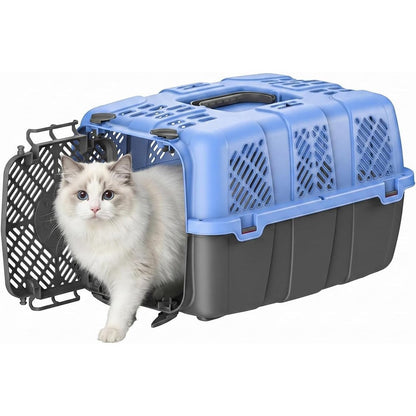 URey Hard Sided Pet Travel Carrier Detachable Cat Dog Airline Crate With Ventilation And Eight Bowls Blue Small