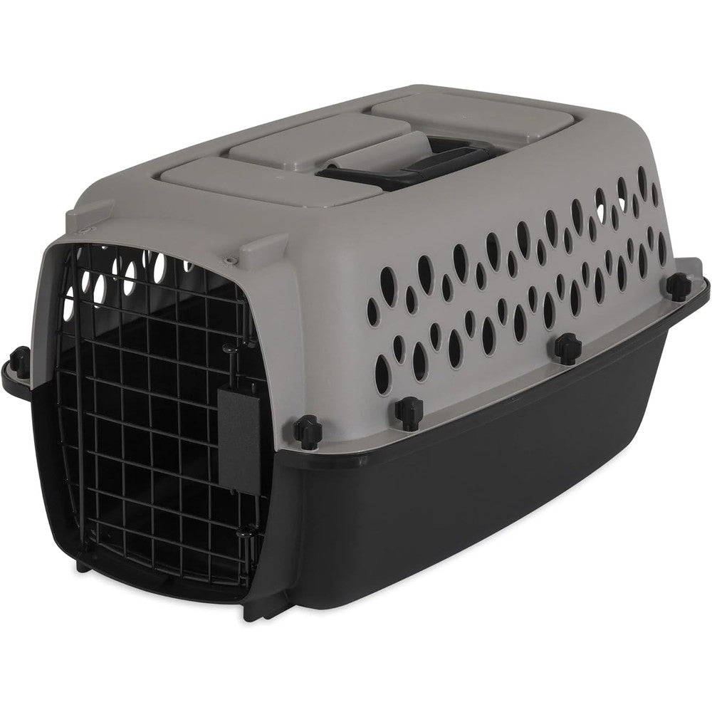 Generic Pet Portable Kennel for Dogs Hard Sided Travel Carrier with Metal Door Black and Grey Extra Small for Pets Up to 10 Pounds 19 Inches