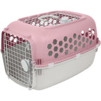 Petmate Hard Sided Pet Carrier For Dogs And Cats 24 Inch Top Load Travel Kennel With Double Door Entry Heavy Duty Plastic Crate Pink And Gray
