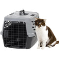 IRIS USA 23 Inch Small Pet Travel Carrier Hard Sided Two Door Dog Kennel And Cat Crate For Pets Up To 18 Pounds Black And Gray