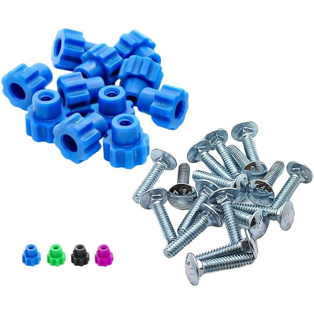 Fasten Tight Pet Carrier Fasteners Blue 16 Pack Short Seven Eighths Inch Replacement Bolts And Wing Nuts For Dog And Cat Crates