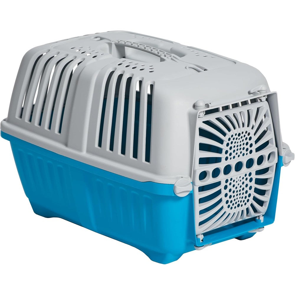 MidWest Homes for Pets Spree 19-Inch Plastic Pet Travel Carrier Kennel for Small Cats and Toy Dogs, Blue, Fits Animals up to 10 Pounds