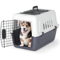 Magshion 22 Inch Hard Sided Plastic Dog Carrier Two Door Top Loading Travel Kennel For Small Dogs And Cats White And Grey