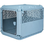 SPORT PET Medium Collapsible Dog Kennel Blue Hard Sided Plastic Travel Dog Crate For Medium Breed Dogs Up To 50 Pounds