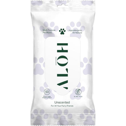 Alo Hypoallergenic All Natural Multi Purpose Pet Wipes Unscented 50 Count Extra Large Plant Based Grooming Wipes For Dogs And Cats