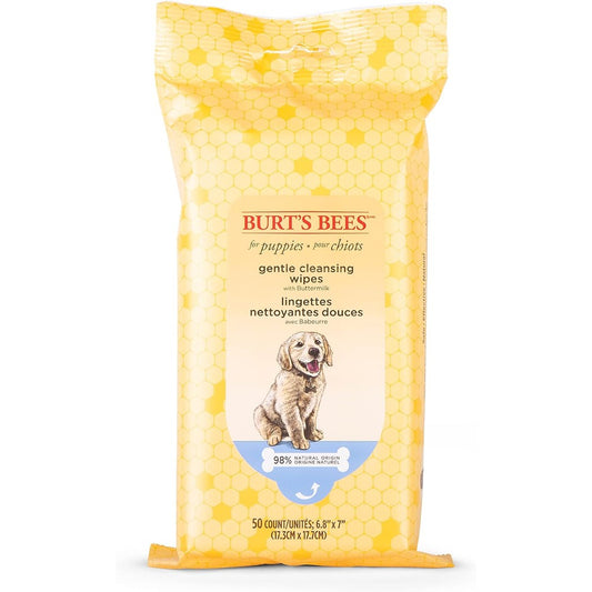 Burt's Bees For Pets Gentle Cleansing Puppy Wipes With Buttermilk Hypoallergenic Natural Origin Grooming Wipes For Dogs 50 Count