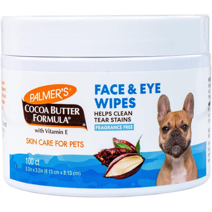 Palmer's For Pets Face And Eye Dog Wipes With Cocoa Butter And Vitamin E Gentle Tear Stain Removal And Facial Cleaning Pads 100 Count
