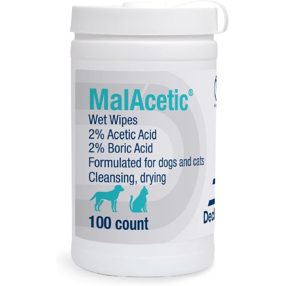 MalAcetic Medicated Wet Wipes For Dogs And Cats 100 Count Antiseptic Cleansing Wipes For Hot Spots Skin Folds And Bacterial Infections