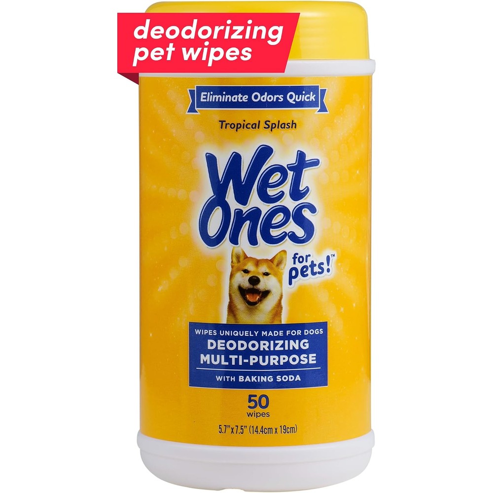 Wet Ones For Pets Deodorizing Multi Purpose Dog Wipes With Baking Soda Tropical Splash Scent Multipurpose Grooming Wipes Canister 50 Count