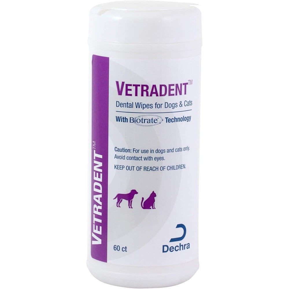 Vetradent Dental Wipes For Dogs And Cats 60 Pieces Imported USA Formula With Biotrate Technology