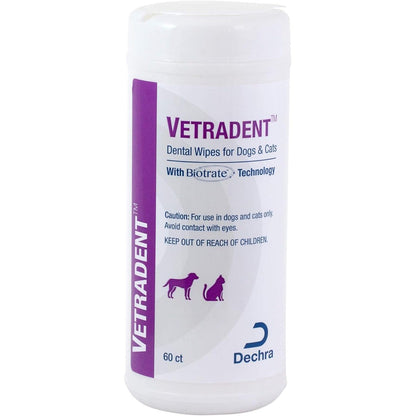 Vetradent Dental Wipes For Dogs And Cats 60 Pieces Imported USA Formula With Biotrate Technology