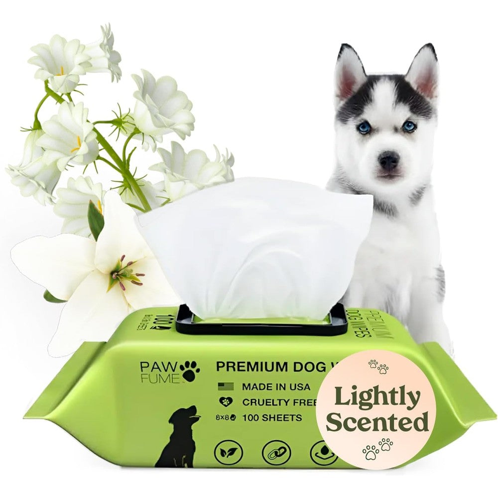 Pawfume Hypoallergenic Dog Wipes 100 Count Gentle Pet Grooming Wipes For Eyes Face Butt And Paws Tear Stain Remover For Puppy And Adult Dogs And Cats