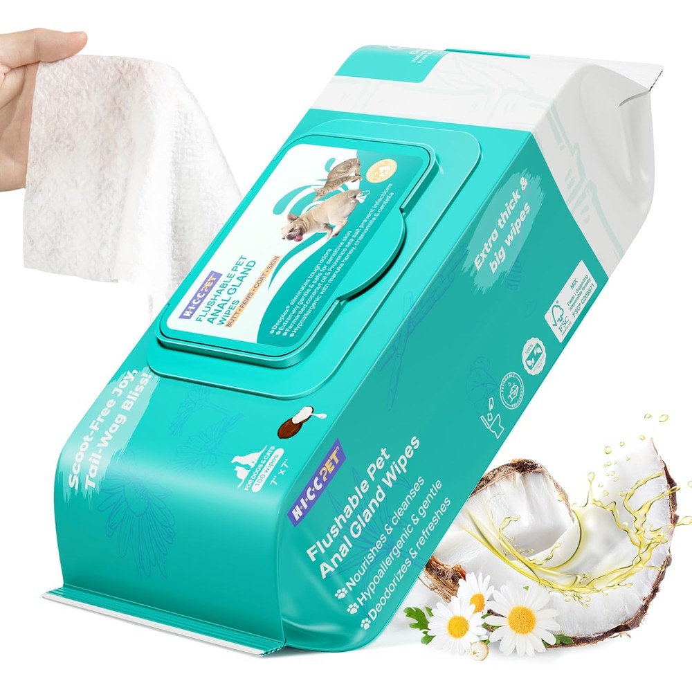 Hicc Pet Wipes For Dogs And Cats Vet Recommended Cleaning Deodorizing And Soothing Anal Gland Wipes For Paws And Body One Hundred Count