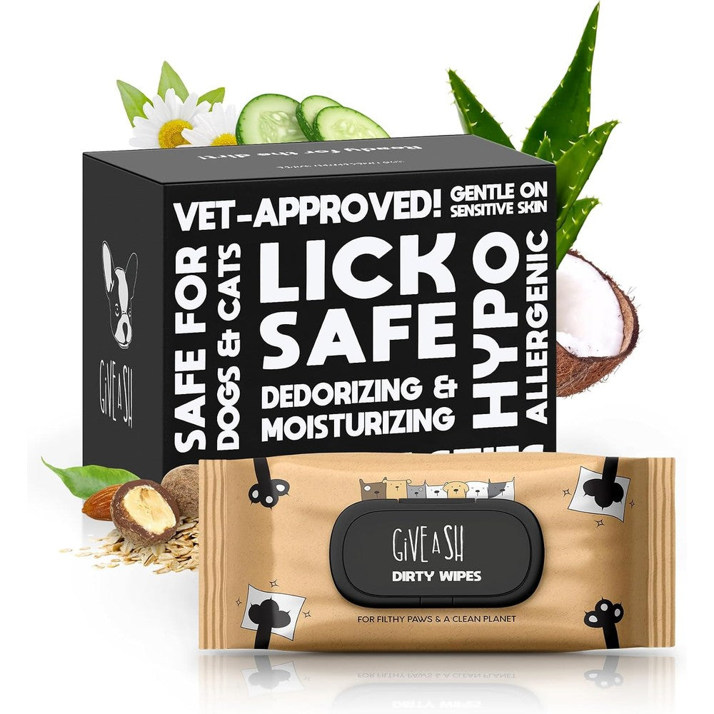 G.A.S Lick-Safe Daily Pet Wipes For Dogs And Cats Hypoallergenic Plant-Based Unscented Full Body Cleaning Grooming Wipes Pack Of 100 Wipes