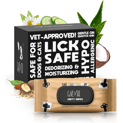 G.A.S Lick-Safe Daily Pet Wipes For Dogs And Cats Hypoallergenic Plant-Based Unscented Full Body Cleaning Grooming Wipes Pack Of 100 Wipes