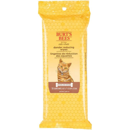 Burt's Bees For Pets Cat Dander Remover Wipes With Colloidal Oat Flour And Aloe Vera For Dry Skin And Flaking Relief, 50 Count