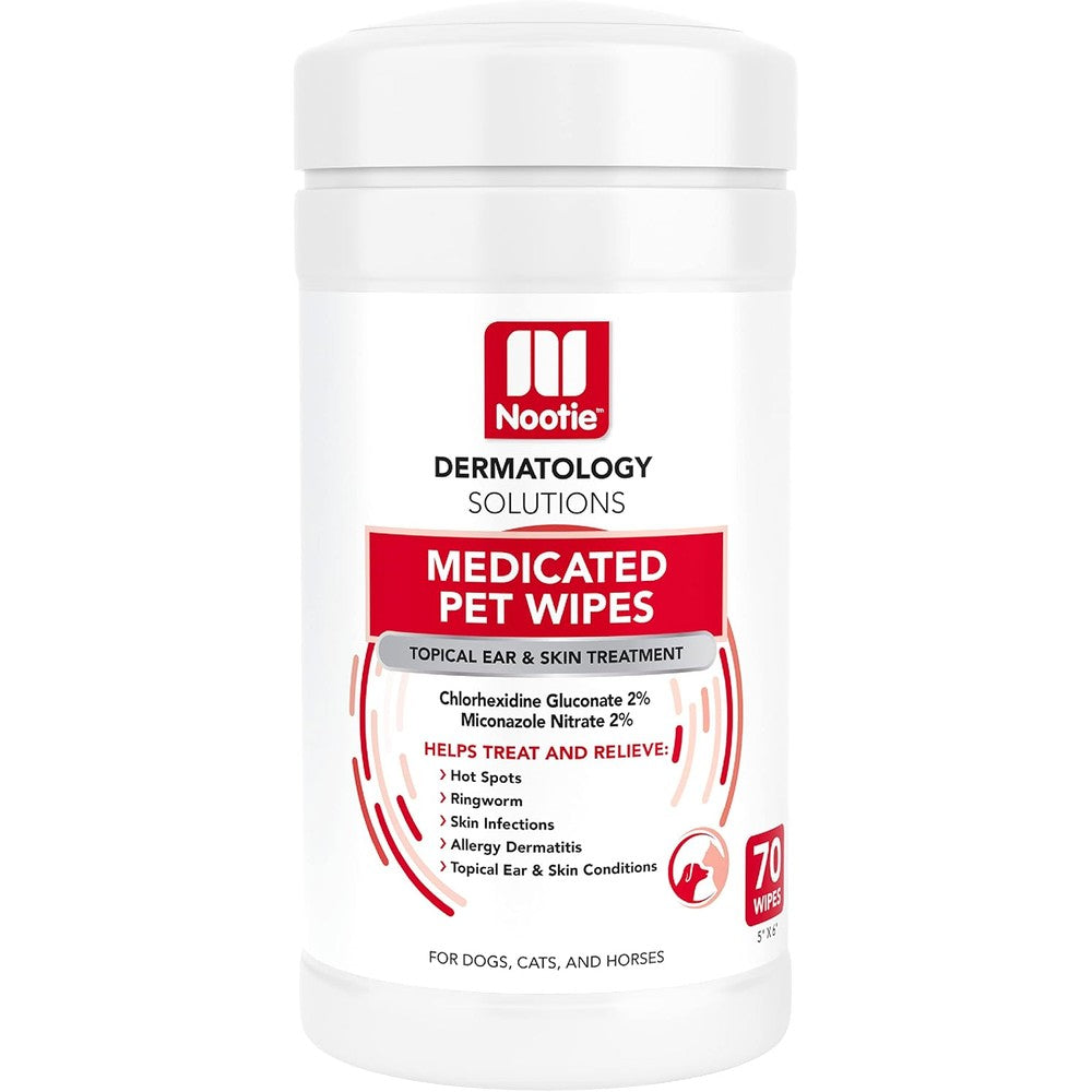 Nootie Medicated Dog And Cat Wipes 2 Percent Chlorhexidine And 2 Percent Miconazole Skin Treatment Extra Large Wipes 70 Count