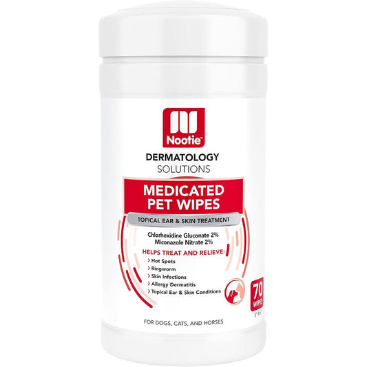 Nootie Medicated Dog And Cat Wipes 2 Percent Chlorhexidine And 2 Percent Miconazole Skin Treatment Extra Large Wipes 70 Count